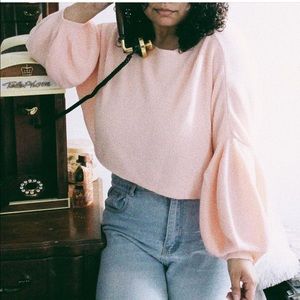 Balloon Crop Sweater /puffy sleeves